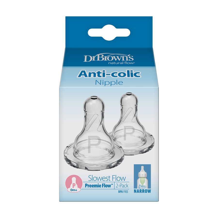 Dr. Brown’s Natural Flow® Narrow Baby Bottle Silicone Nipple, 2-Pack