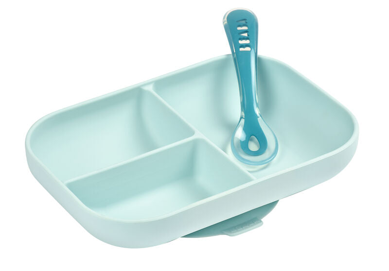 Beaba Silicone Suction Divided Plate & Spoon