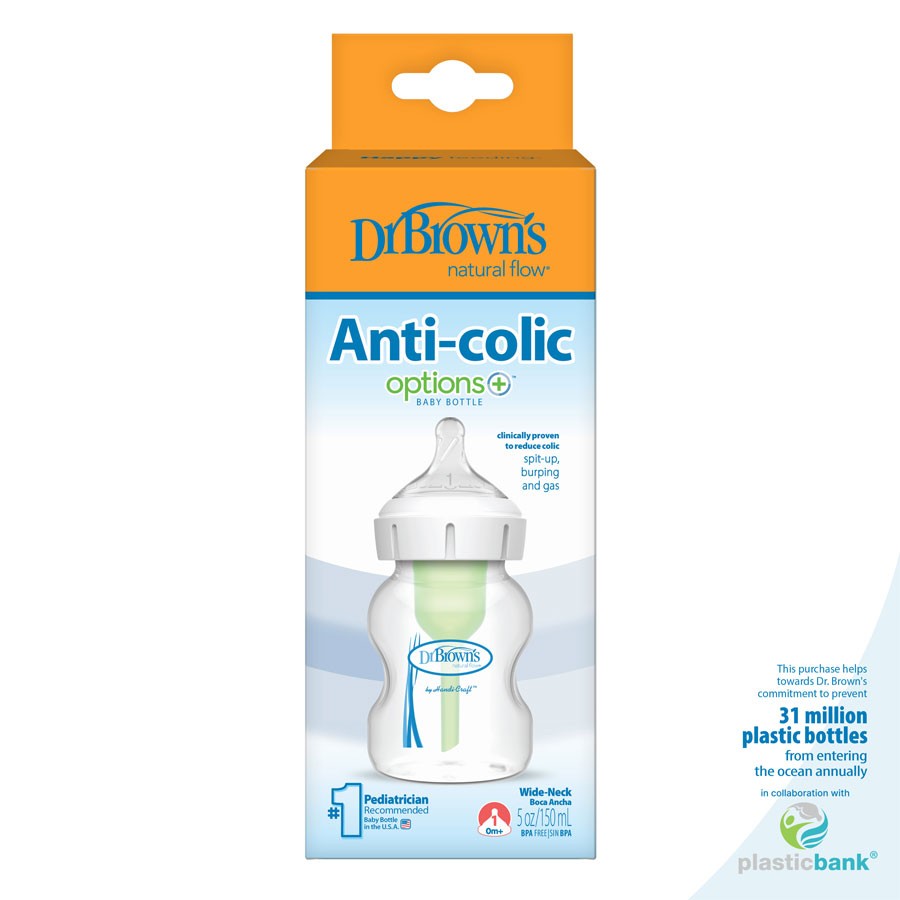 Dr. Brown’s Natural Flow® Anti-Colic Options+™ Wide-Neck Baby Bottle 5oz/150ml
