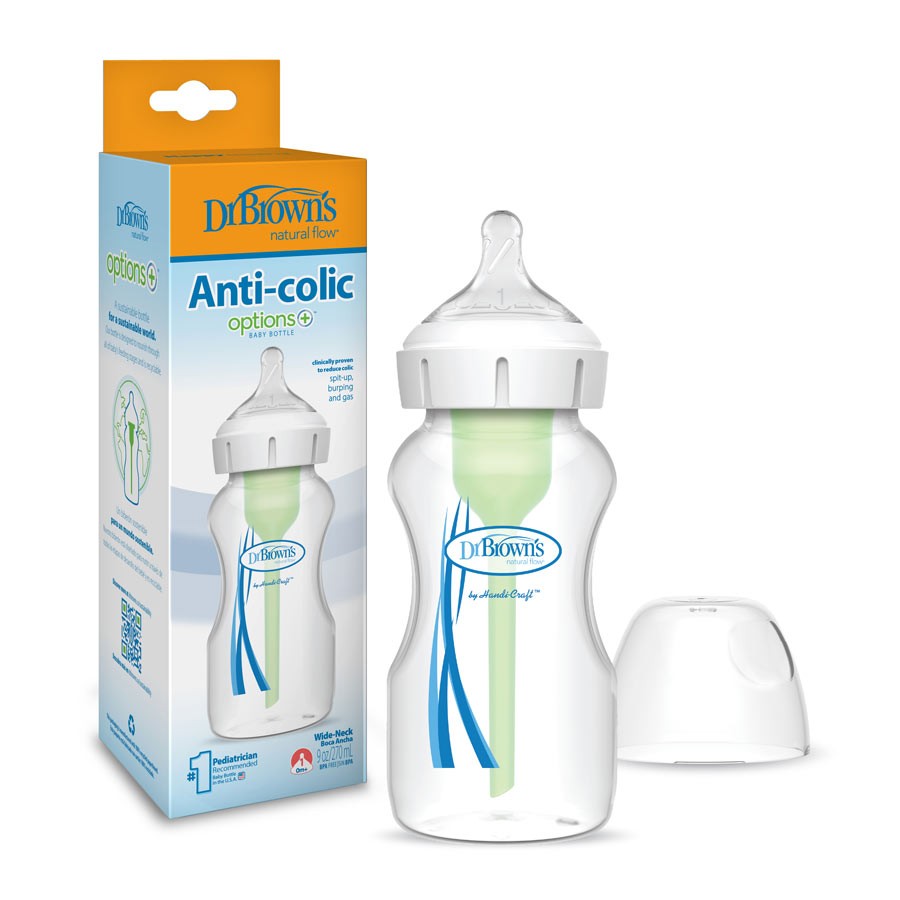 Dr. Brown’s Natural Flow® Anti-Colic Options+™ Wide-Neck Baby Bottle 9oz/270ml