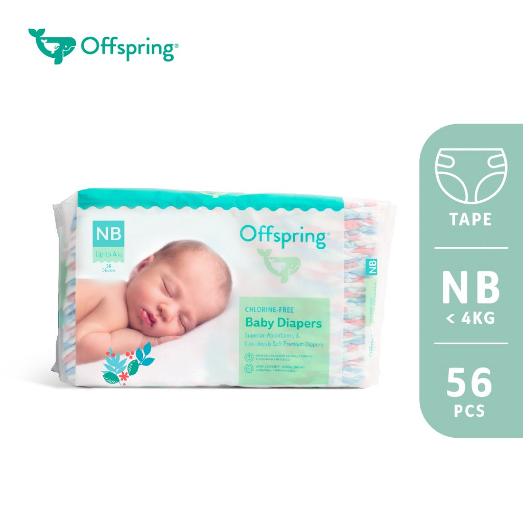 Offspring Chlorine-Free Diapers NB 56PCS [Fashion Tapes]